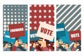 Election campaign, election vote, election poster, holding posters, election banner, supporting team, voters support, people with Royalty Free Stock Photo