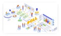 Election campaign fund, finance and expenses, public opinion polling, flat vector isometric illustration. Voter survey.