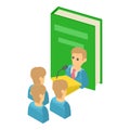 Election campaign icon isometric vector. Male candidate speaking to voter icon
