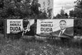 Election campaign time in Poland, Artistic look in monochrome coloros. Royalty Free Stock Photo