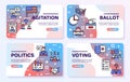 Election color linear vector icons set.