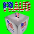 Election fraud 2020 ballot box on green bg