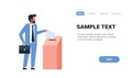 Election day concept businessman voter putting paper ballot list in box during voting full length flat horizontal copy Royalty Free Stock Photo