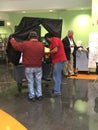 Election Day 2021 New Jersey. Volunteer helps a man at a voting booth.