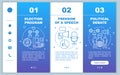 Election day onboarding mobile web pages vector template. Free speech. Responsive smartphone website interface idea with