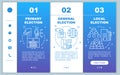 Election day onboarding mobile web pages vector template. Political figures. Responsive smartphone website interface