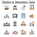 Election and Democracy color line icon set