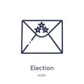 election envelopes and box icon from political outline collection. Thin line election envelopes and box icon isolated on white