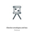 Election envelopes and box outline vector icon. Thin line black election envelopes and box icon, flat vector simple element