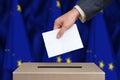 Election in European Union - voting at the ballot box Royalty Free Stock Photo