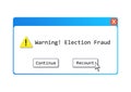 An ELECTION FRAUD text illustration about the alleged election controversy regarding computer systems, recounts and other