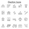 Election icons set in thin line style Royalty Free Stock Photo