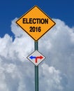 Election 2016 left or right ahead sign