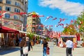 Election political campaign in Turkey. The streets of Istanbul are hung with the red flags of Turkey