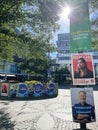 Election posters at city square for upcoming election in Sweden 2022 Royalty Free Stock Photo