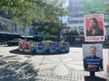 Election posters at city square for the parliament election in Sweden 2022 Royalty Free Stock Photo