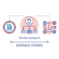 Election program concept icon. Elections idea thin line illustration. Political party, politician principles. Government