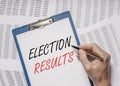 Election results inscription. Polls recap. Voting overview Royalty Free Stock Photo