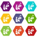 Election speak conference icons set 9 vector