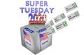 Election 2020 Super Tuesday ballot box white background 3D illustration