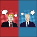 Election of USA, Joe Biden and Donald Trump Debate, Cartoon, Flat Design, Pop Art Design, Vector, Illustration