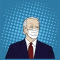 Election of USA, Joe Biden Wearing Mask Portrait, Flat Design, Pop Art Design, Vector, Illustration Royalty Free Stock Photo