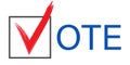 Election vote tick. Isolated presidential campaign symbol. Red check mark icon in box. Voting national day. Political debates