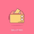 Election voter box icon in comic style. Ballot suggestion vector cartoon illustration pictogram. Election vote business concept