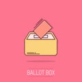 Election voter box icon in comic style. Ballot suggestion vector cartoon illustration pictogram. Election vote business concept