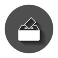 Election voter box icon in flat style. Ballot suggestion vector