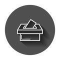 Election voter box icon in flat style. Ballot suggestion vector