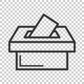 Election voter box icon in flat style. Ballot suggestion vector