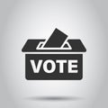 Election voter box icon in flat style. Ballot suggestion vector illustration on white background. Election vote business concept Royalty Free Stock Photo