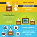 Election voting banner horizontal set, flat style Royalty Free Stock Photo