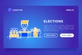 Election and voting concept with thin line icons: voters, debate, president, political victory. Modern vector illustration, web