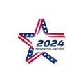 Election voting poster. Presidential election 2024 in USA. Start of Political election campaign. Unusual Stylized star with Royalty Free Stock Photo