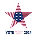 Election voting poster. Print of t-shirt for Political election campaign. Stylized star with american flag colors and symbols. Royalty Free Stock Photo