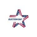 Election voting poster. Start of Political election campaign. Logo with american flag colors and symbols. Stylized star