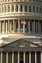 Election Voting. Washington DC Capitol dome detail with waving american flag. American flag on sky background. us flag Royalty Free Stock Photo