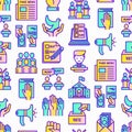 Election and votings seamless pattern with thin line icons: voters, ballot box, inauguration, corruption, debate, president,