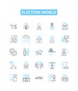 Election world vector line icons set. Voting, Polls, Ballot, Candidates, Campaign, Legislature, Issues illustration