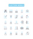 Election world vector line icons set. Voting, Polls, Ballot, Candidates, Campaign, Legislature, Issues illustration