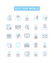 Election world vector line icons set. Voting, Polls, Ballot, Candidates, Campaign, Legislature, Issues illustration