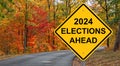 2024 Elections Ahead Warning Sign Royalty Free Stock Photo