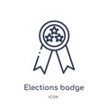 elections badge with a star icon from political outline collection. Thin line elections badge with a star icon isolated on white