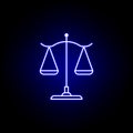 Elections balance Libra icon in neon style. Signs and symbols can be used for web, logo, mobile app, UI, UX