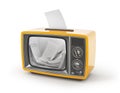 Elections concept. Old TV as ballot box isolated on a white