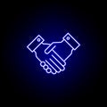 Elections handshake icon in neon style. Signs and symbols can be used for web, logo, mobile app, UI, UX