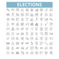 Elections icons, line symbols, web signs, vector set, isolated illustration