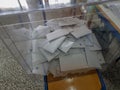 Elections pile of ballot papers voting in greece